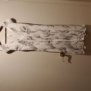 Free People White Floral Retro Midi Dress Size 12
